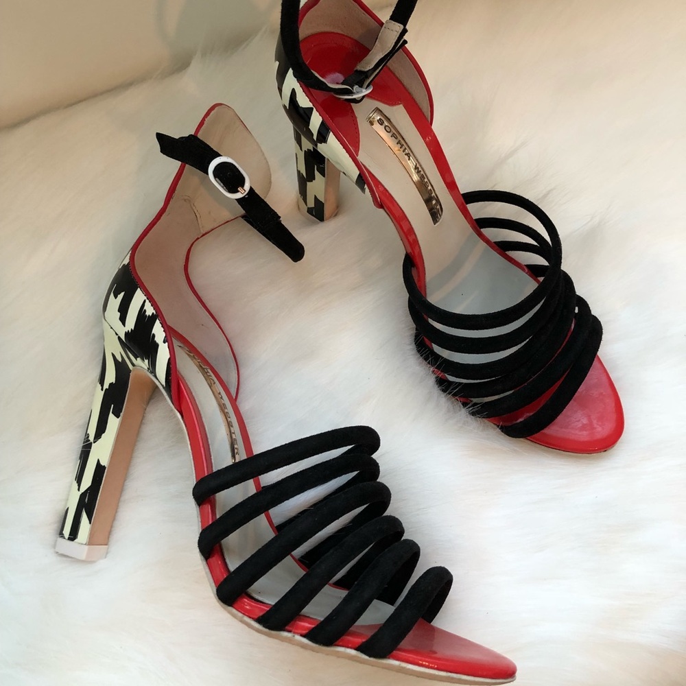Sophia Webster Black and White ankle strap sandals